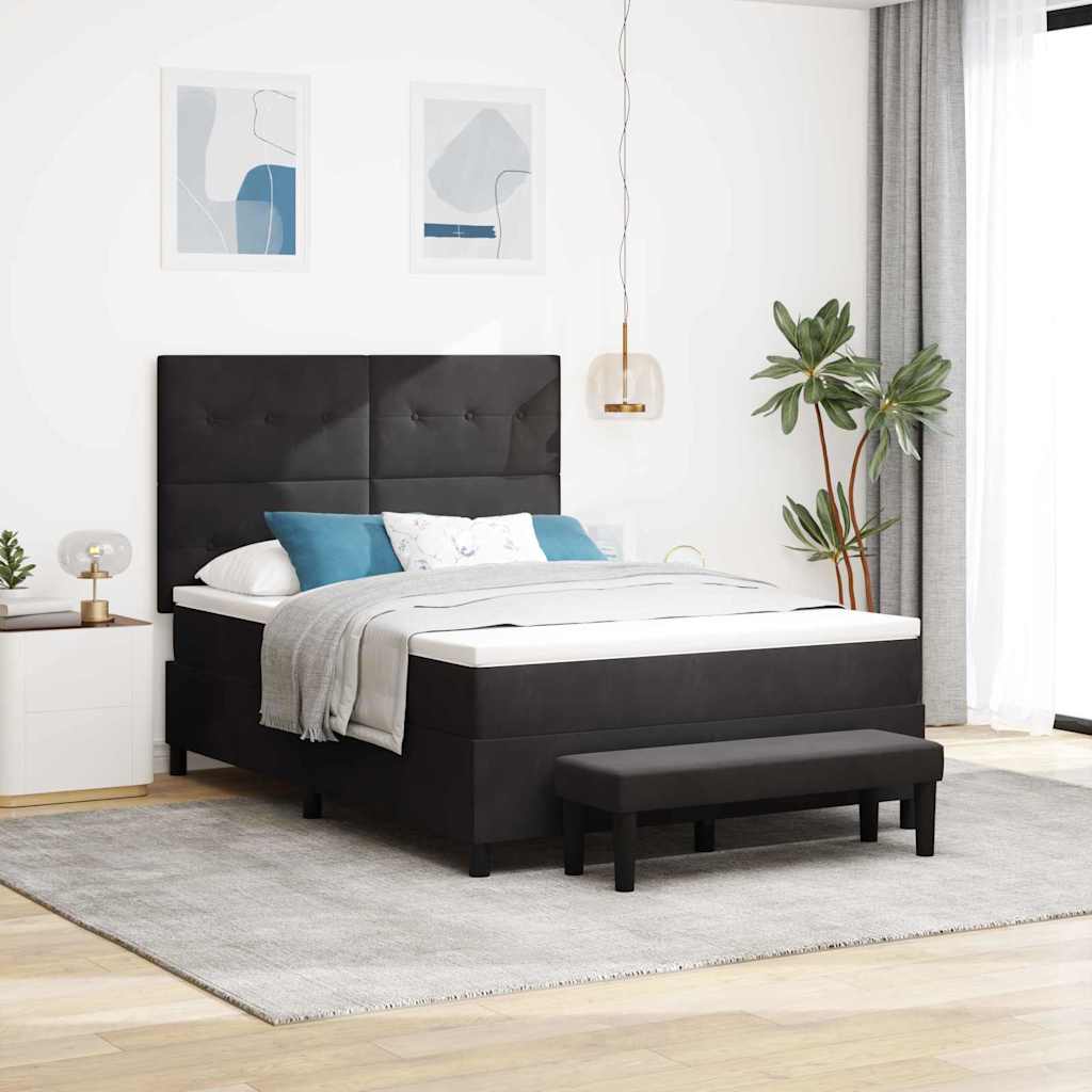 vidaXL Κρεβάτι με ελατήρια με μαξιλάρι Μαύρο 200 x 140 cm Βελούδο