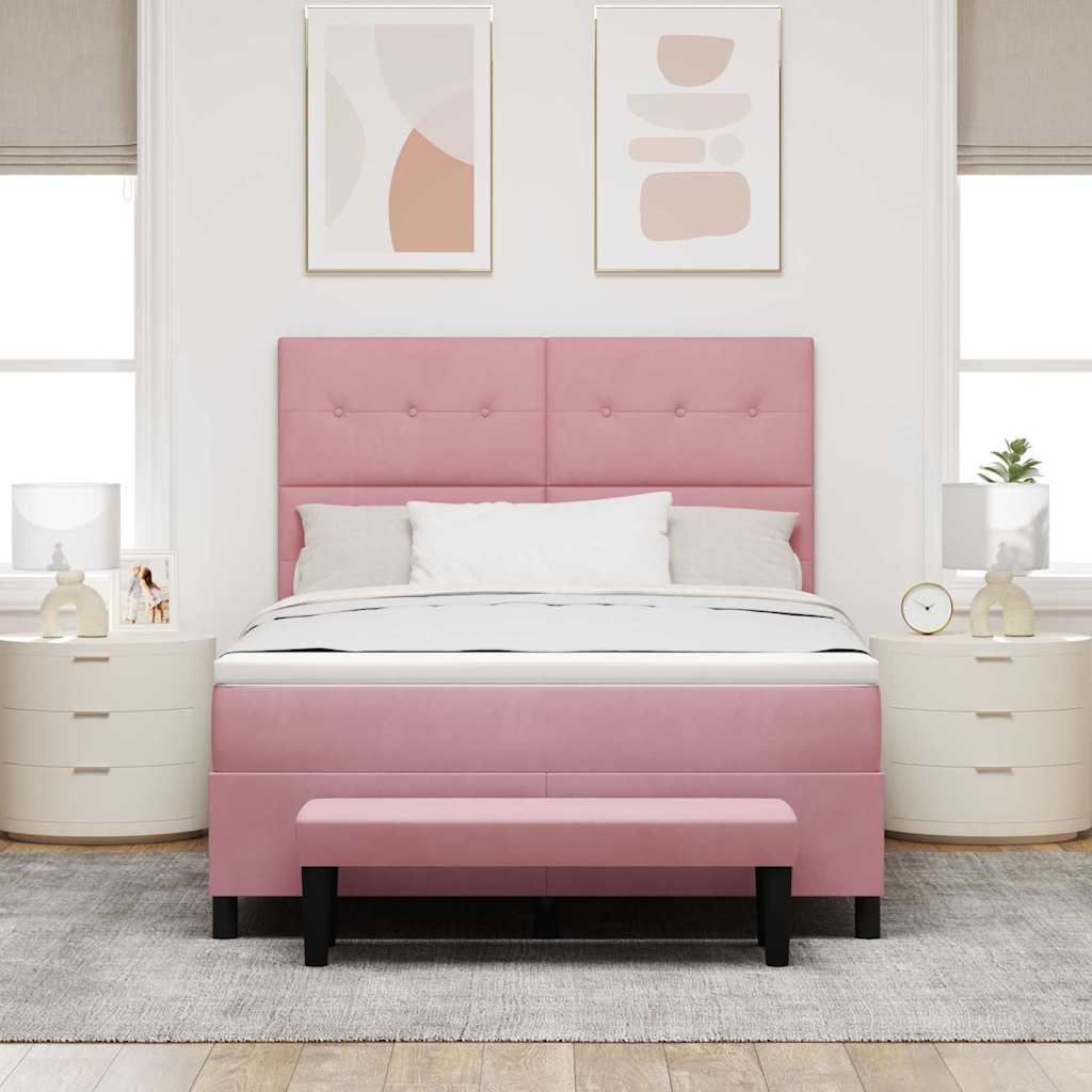vidaXL Κρεβάτι με ελατήρια με μαξιλάρι Ροζ 200 x 140 cm Βελούδο