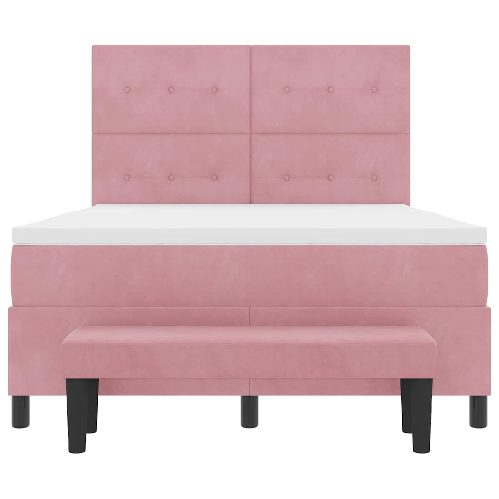 vidaXL Κρεβάτι με ελατήρια με μαξιλάρι Ροζ 200 x 140 cm Βελούδο