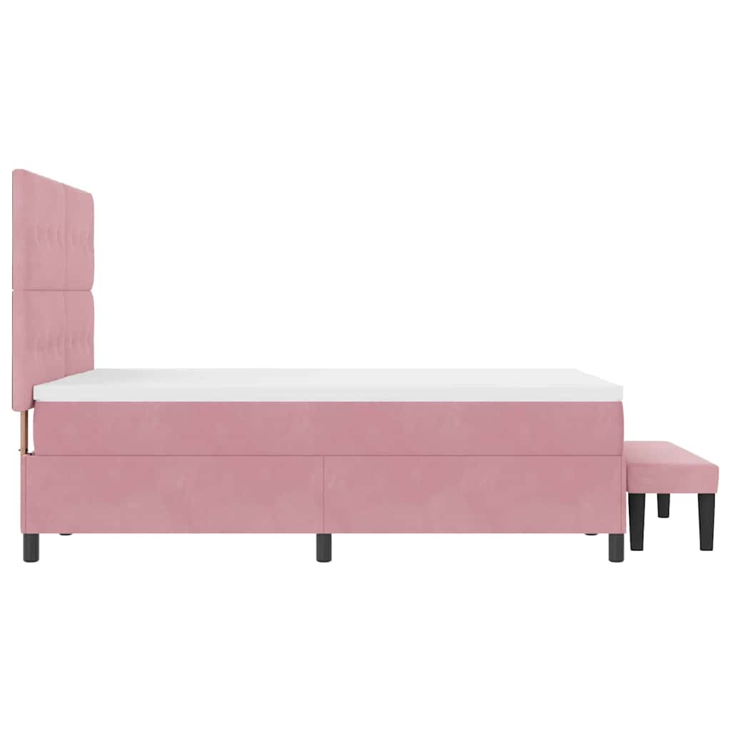 vidaXL Κρεβάτι με ελατήρια με μαξιλάρι Ροζ 200 x 140 cm Βελούδο