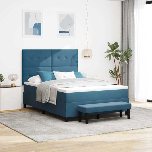 vidaXL Κρεβάτι με ελατήρια Σκούρο Μπλε 200 x 160 εκατοστά Βελούδο