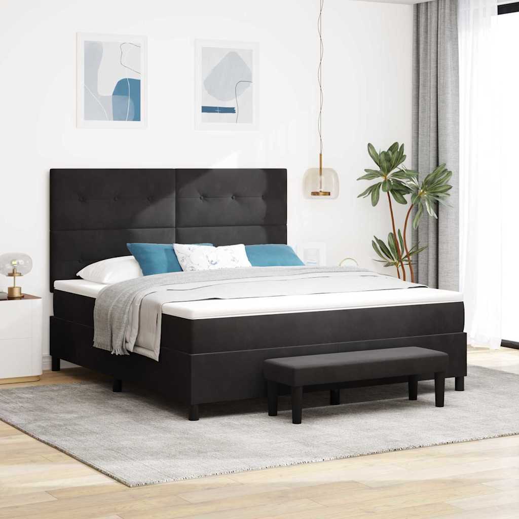 vidaXL Κρεβάτι με ελατήρια με κεφαλάρι Μαύρο 200 x 180 cm Βελούδο