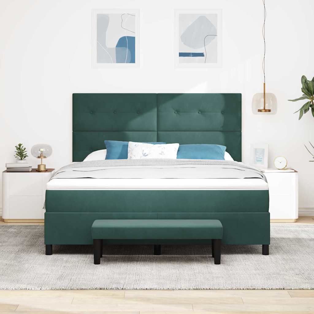 vidaXL Κρεβάτι με ελατήρια Σκούρο πράσινο 200 x 180 cm Βελούδο