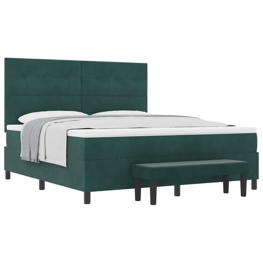 vidaXL Κρεβάτι με ελατήρια Σκούρο πράσινο 200 x 180 cm Βελούδο