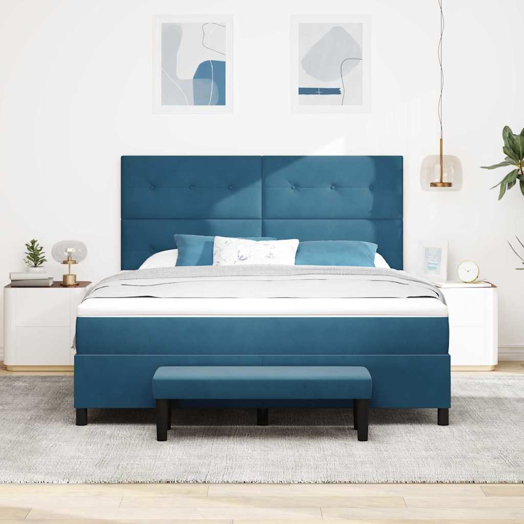 vidaXL Κρεβάτι με ελατήρια Σκούρο Μπλε 200 x 180 cm Βελούδο