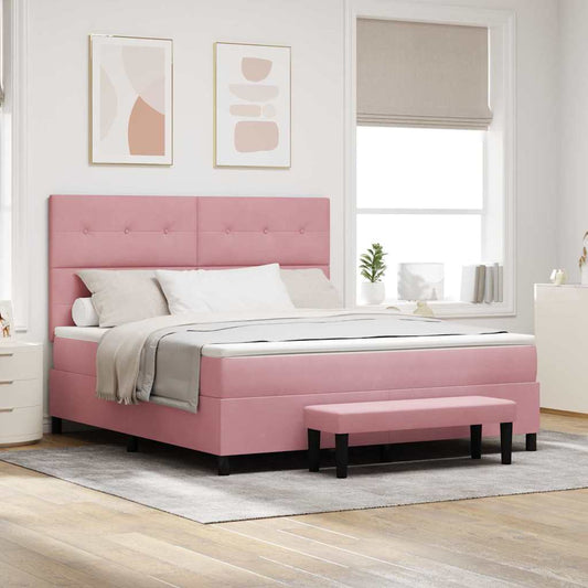 vidaXL Κρεβάτι με ελατήρια με κεφαλάρι Ροζ 200 x 180 cm Βελούδο