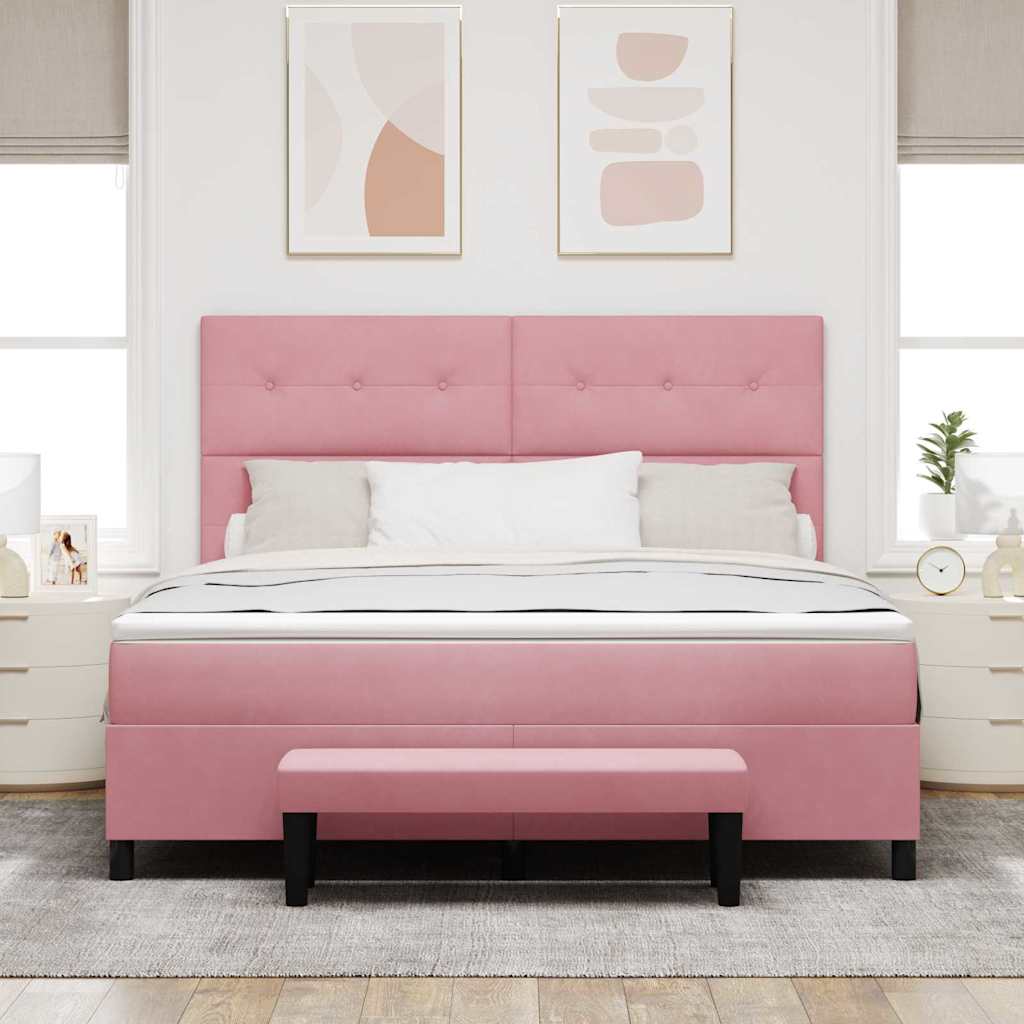 vidaXL Κρεβάτι με ελατήρια με κεφαλάρι Ροζ 200 x 180 cm Βελούδο