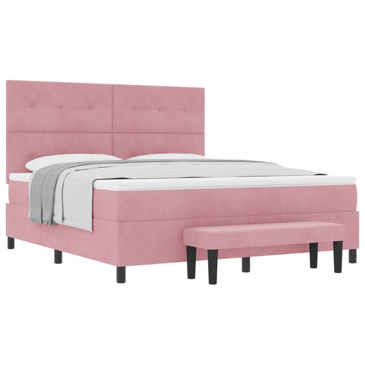 vidaXL Κρεβάτι με ελατήρια με κεφαλάρι Ροζ 200 x 180 cm Βελούδο