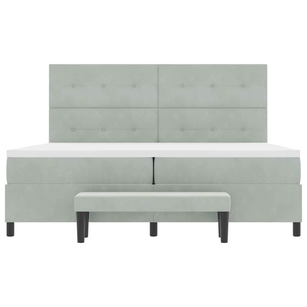 vidaXL Κρεβάτι με ελατήρια Ανοιχτό γκρι 200 x 200 cm Βελούδο