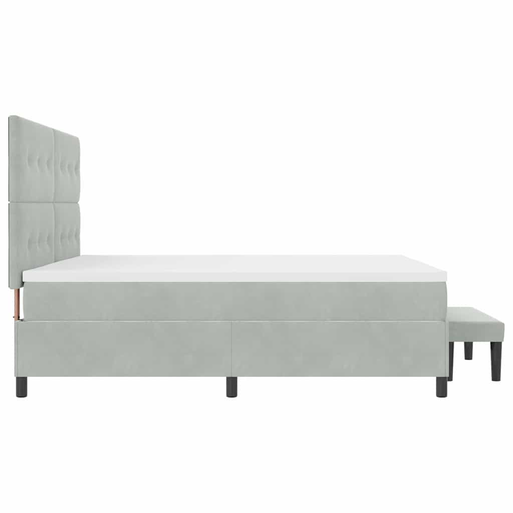 vidaXL Κρεβάτι με ελατήρια Ανοιχτό γκρι 200 x 200 cm Βελούδο