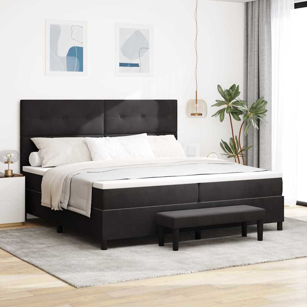 vidaXL Κρεβάτι με ελατήρια με κεφαλάρι Μαύρο 200 x 200 cm Βελούδο