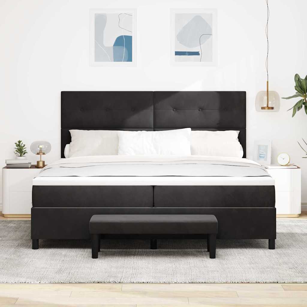 vidaXL Κρεβάτι με ελατήρια με κεφαλάρι Μαύρο 200 x 200 cm Βελούδο
