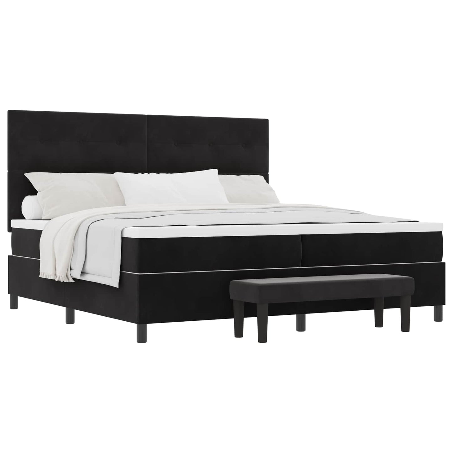 vidaXL Κρεβάτι με ελατήρια με κεφαλάρι Μαύρο 200 x 200 cm Βελούδο