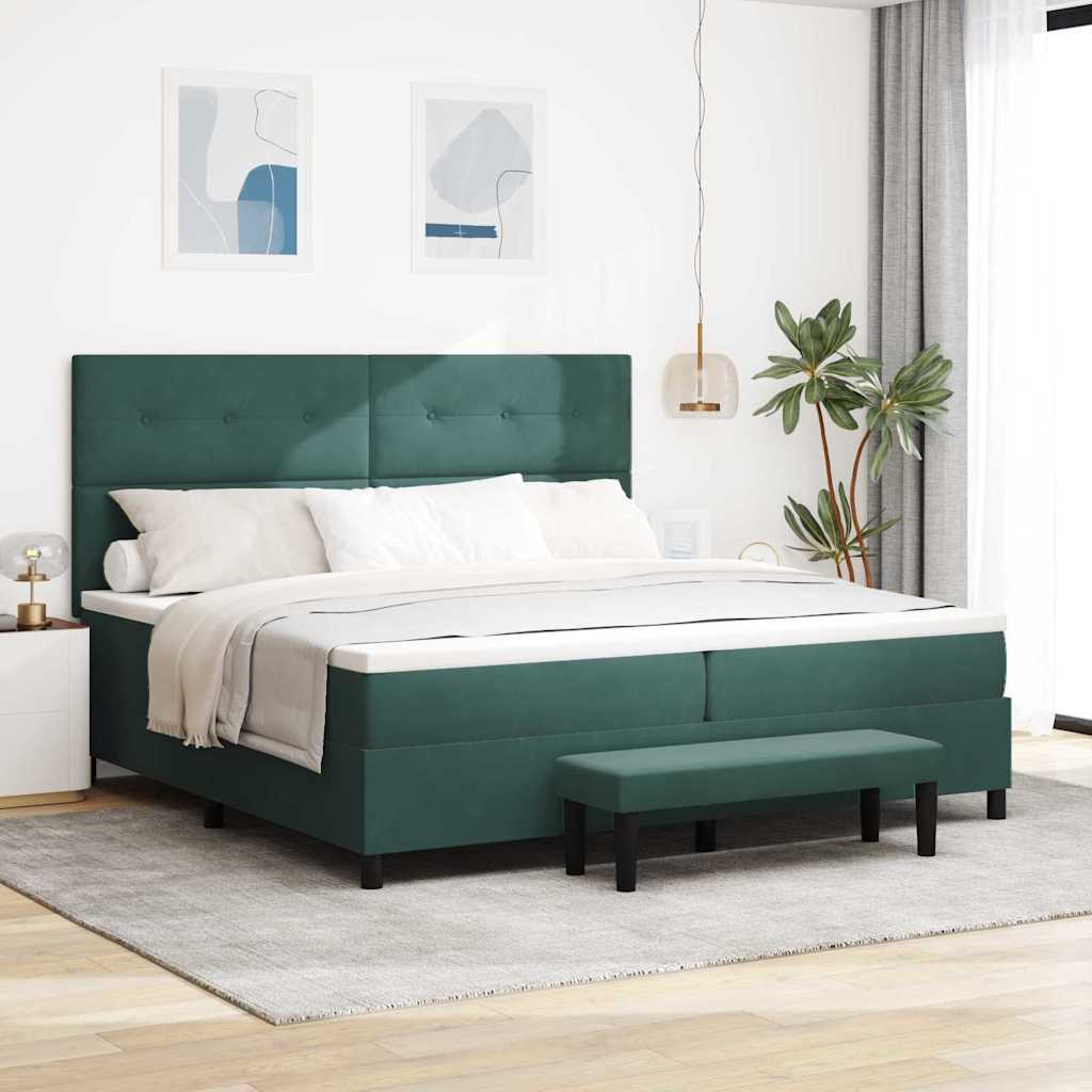 vidaXL Κρεβάτι με ελατήρια Σκούρο πράσινο 200 x 200 cm Βελούδο