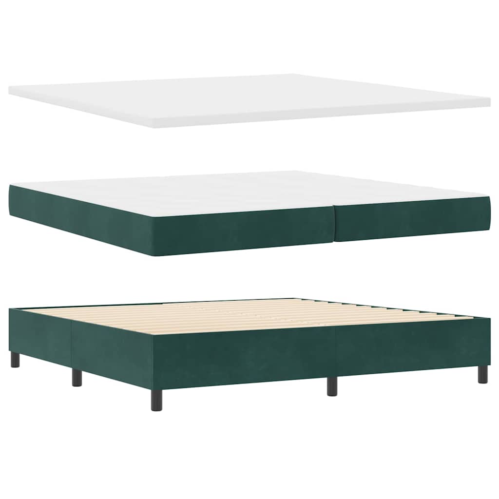 vidaXL Κρεβάτι με ελατήρια Σκούρο πράσινο 200 x 200 cm Βελούδο