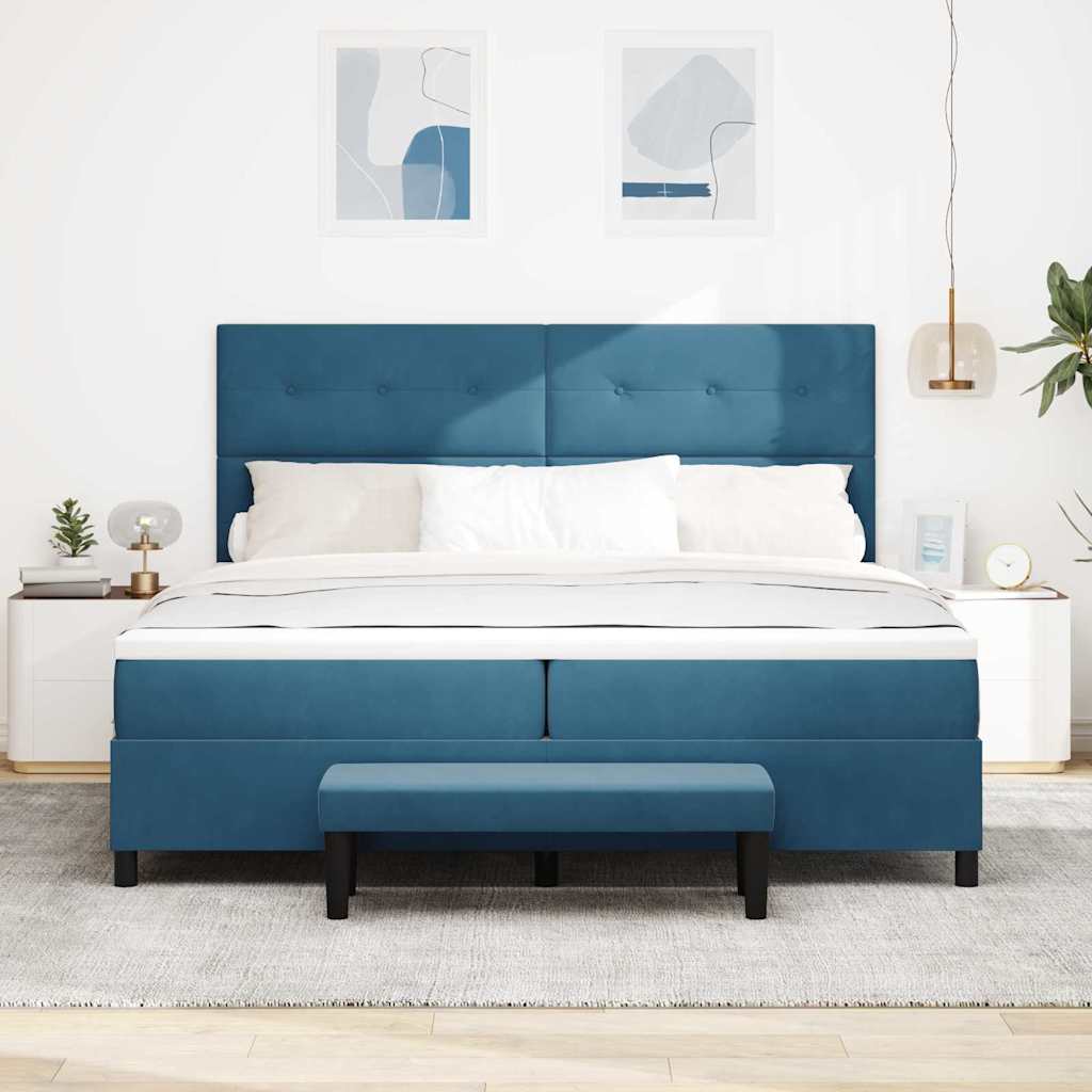 vidaXL Κρεβάτι με ελατήρια Σκούρο Μπλε 200 x 200 cm Βελούδο