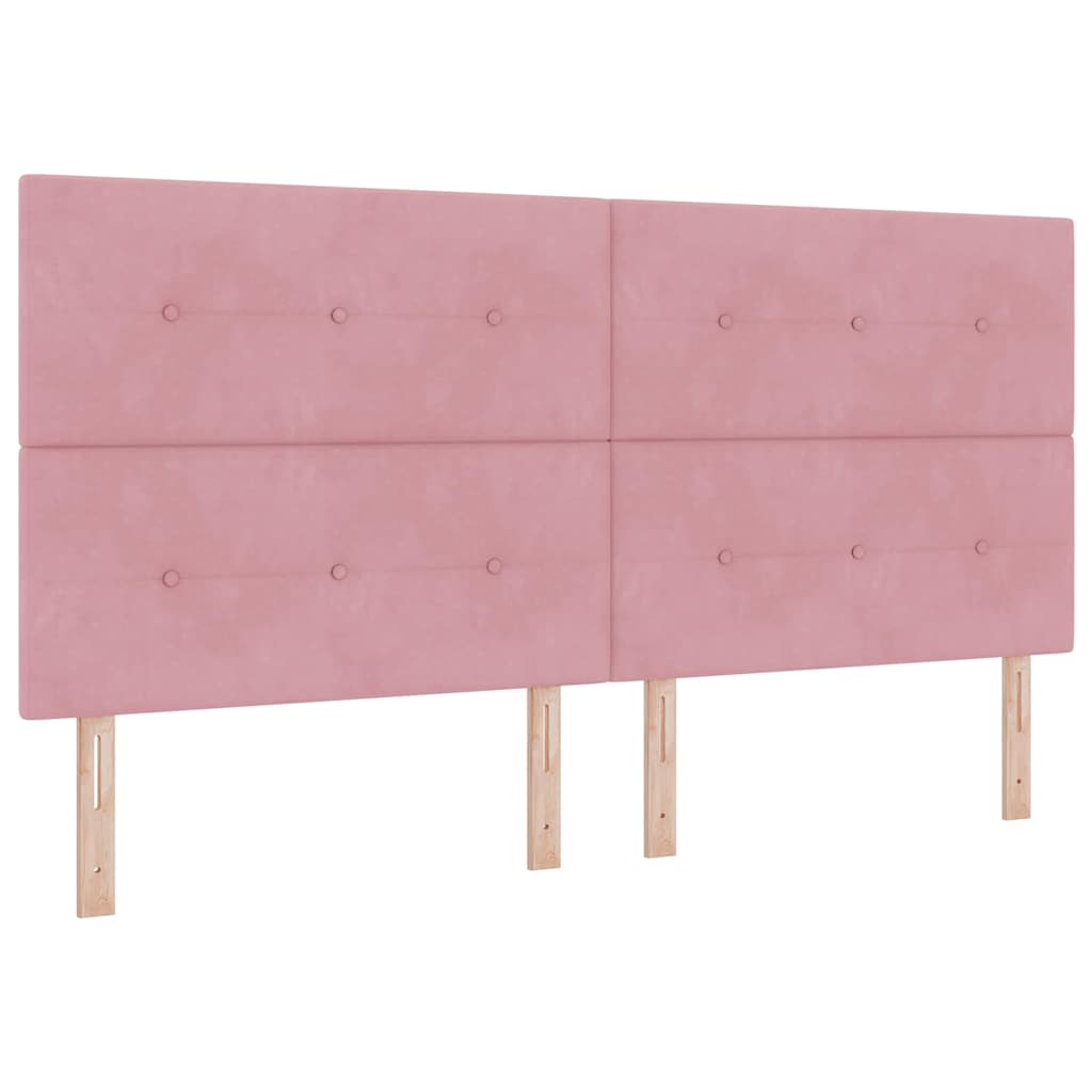 vidaXL Κρεβάτι με ελατήρια με κεφαλάρι Ροζ 200 x 200 cm Βελούδο