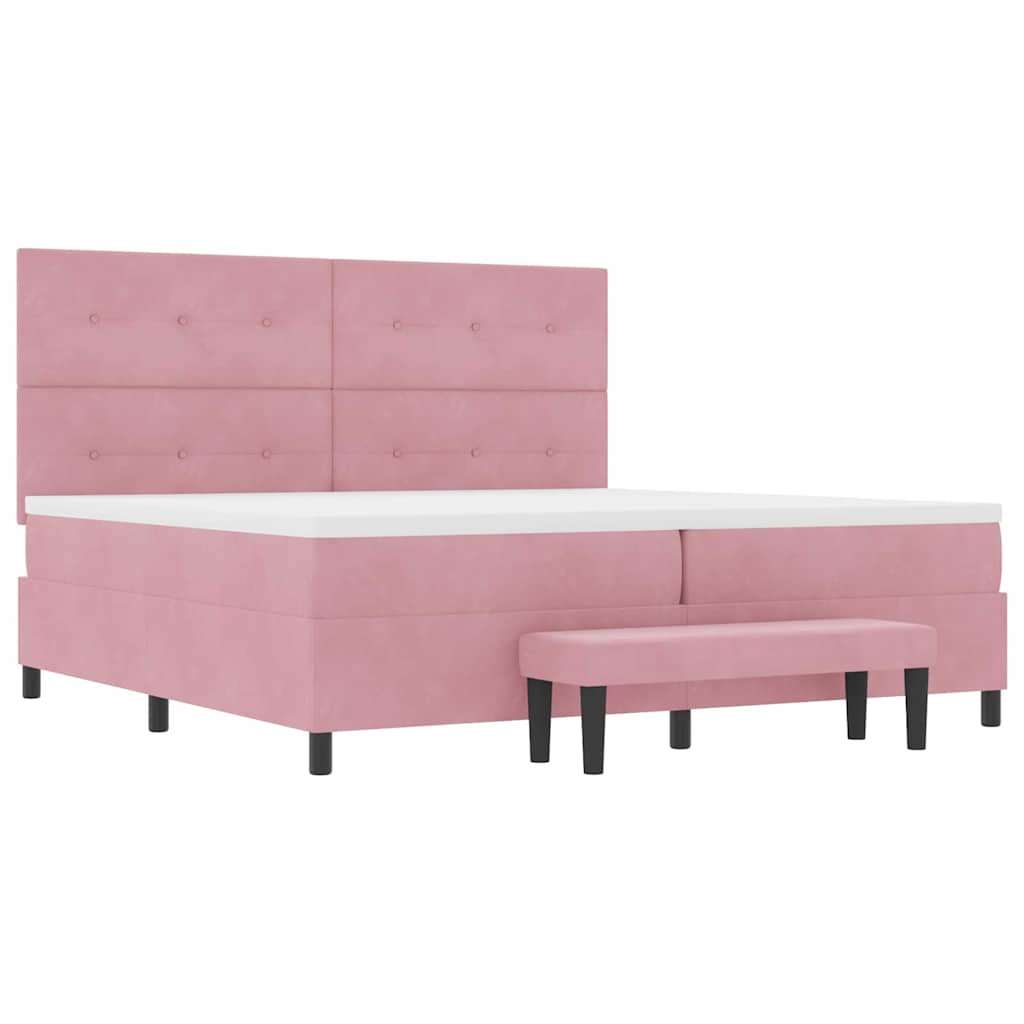 vidaXL Κρεβάτι με ελατήρια με κεφαλάρι Ροζ 200 x 200 cm Βελούδο