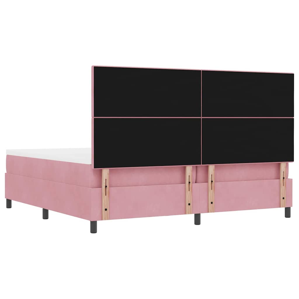 vidaXL Κρεβάτι με ελατήρια με κεφαλάρι Ροζ 200 x 200 cm Βελούδο
