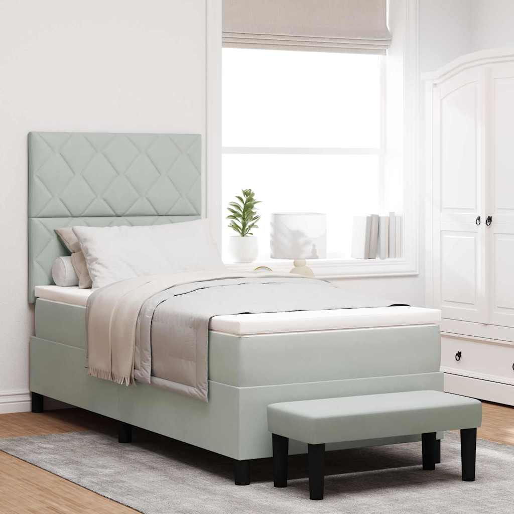 vidaXL Κρεβάτι με ελατήρια Ανοιχτό γκρι 190 x 90 cm Βελούδο