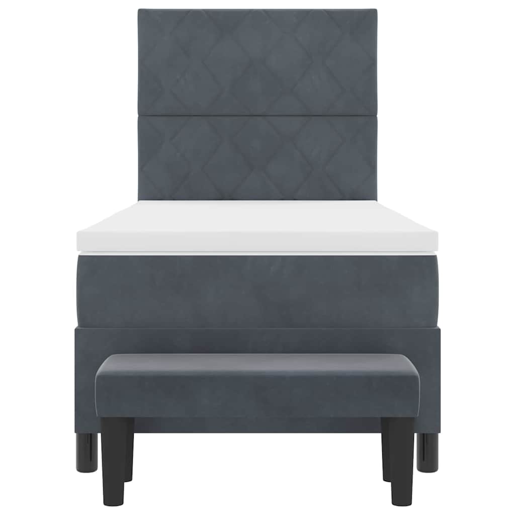 vidaXL Κρεβάτι με ελατήρια με στρώμα Σκούρο γκρι 100 x 200 cm Βελούδο