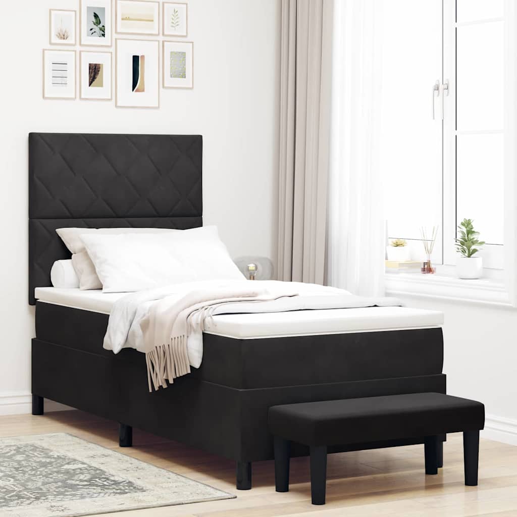 vidaXL Κρεβάτι με ελατήρια με κεφαλάρι Μαύρο 200 x 100 cm Βελούδο