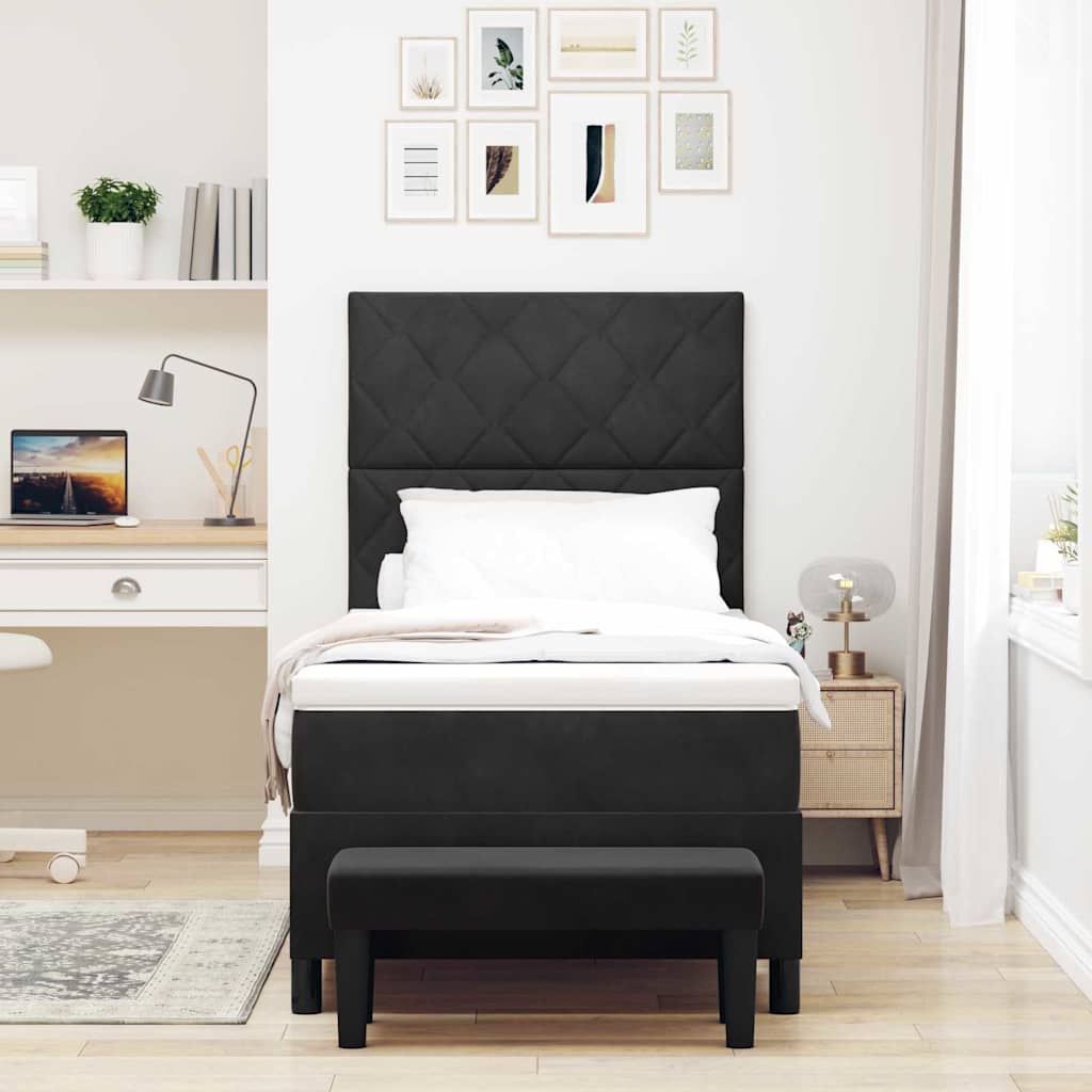 vidaXL Κρεβάτι με ελατήρια με κεφαλάρι Μαύρο 200 x 100 cm Βελούδο