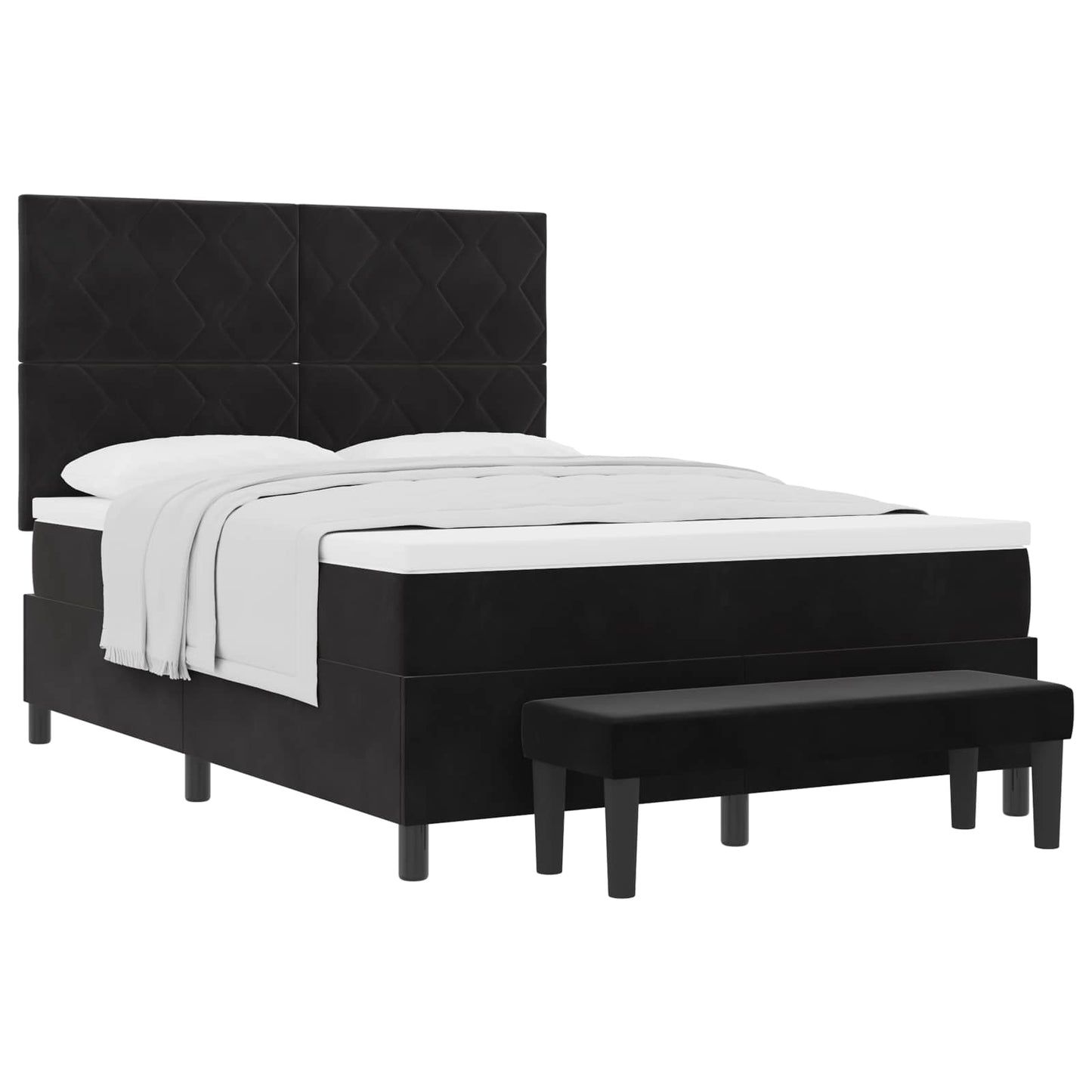 vidaXL Κρεβάτι με ελατήρια με κεφαλάρι Μαύρο 200 x 140 cm Βελούδο