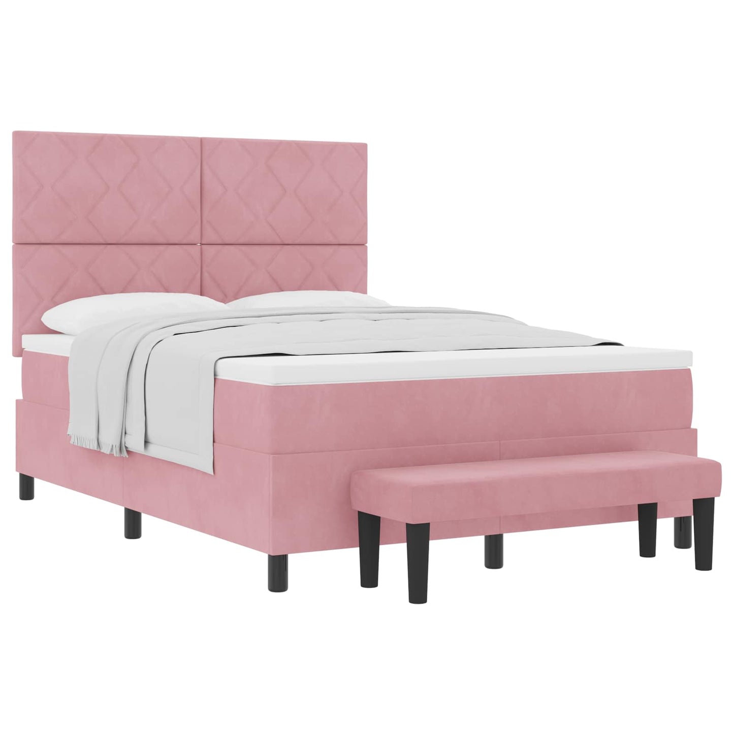 vidaXL Κρεβάτι με ελατήρια με μαξιλάρι Ροζ 200 x 140 cm Βελούδο