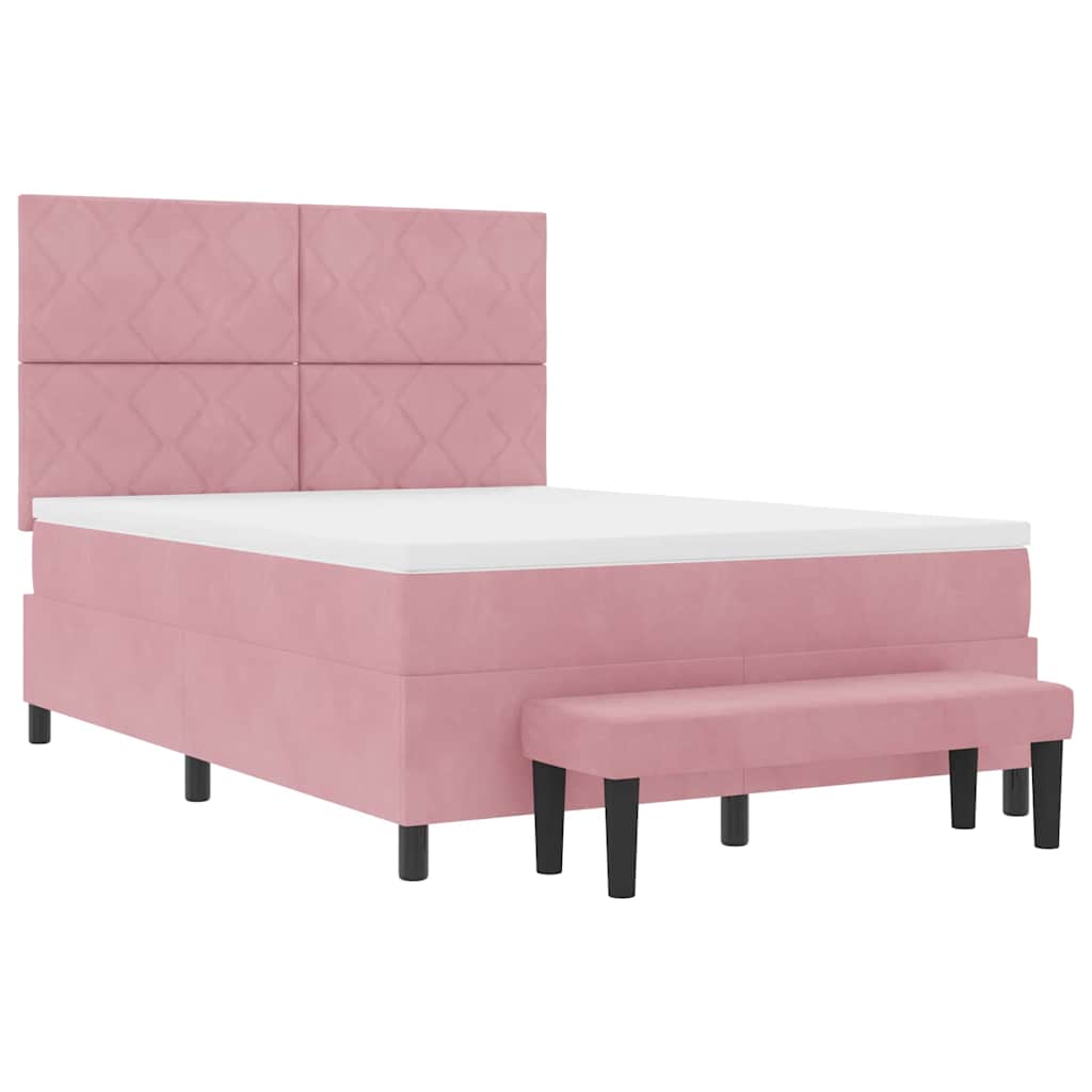 vidaXL Κρεβάτι με ελατήρια με μαξιλάρι Ροζ 200 x 140 cm Βελούδο