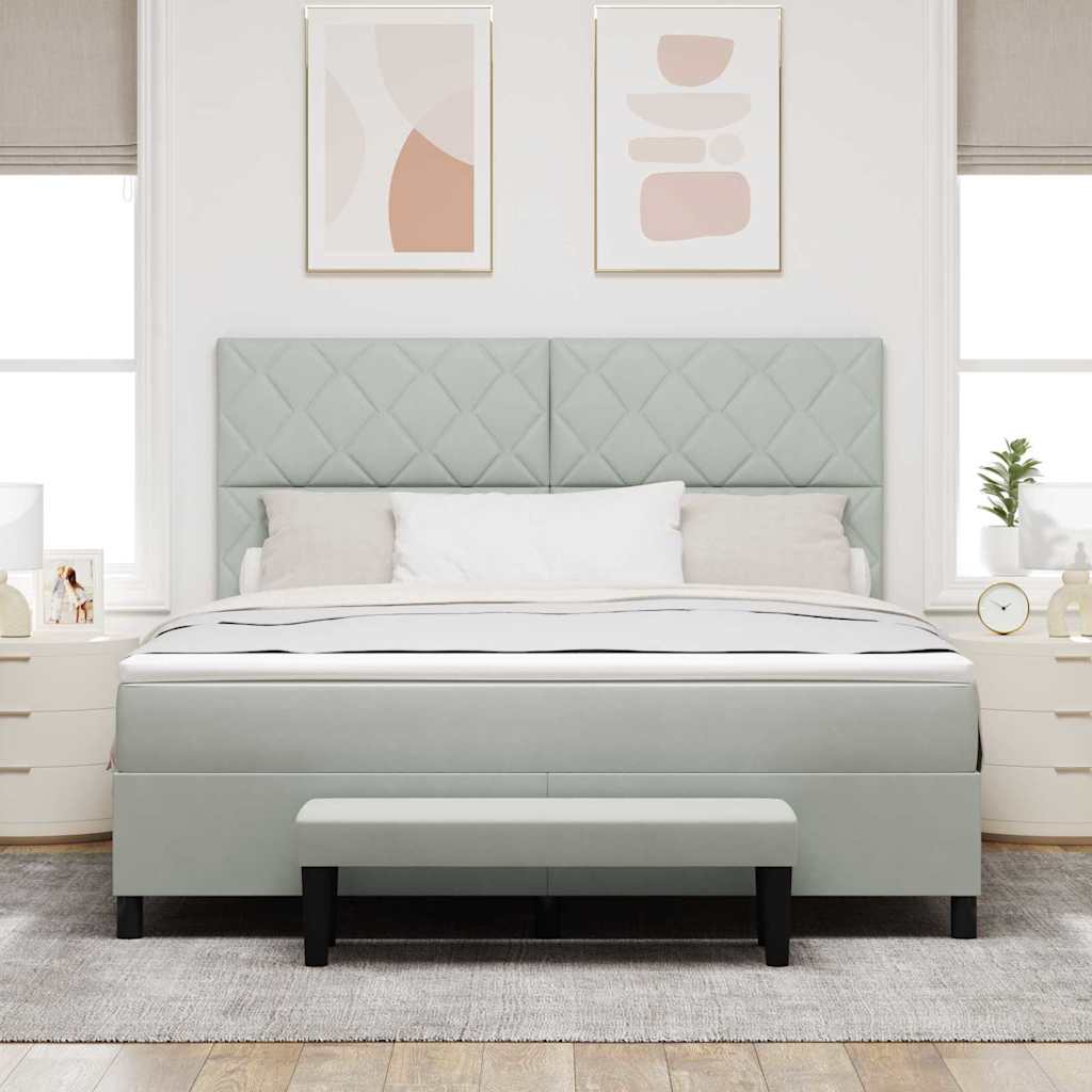 vidaXL Κρεβάτι με ελατήρια Ανοιχτό γκρι 200 x 180 cm Βελούδο