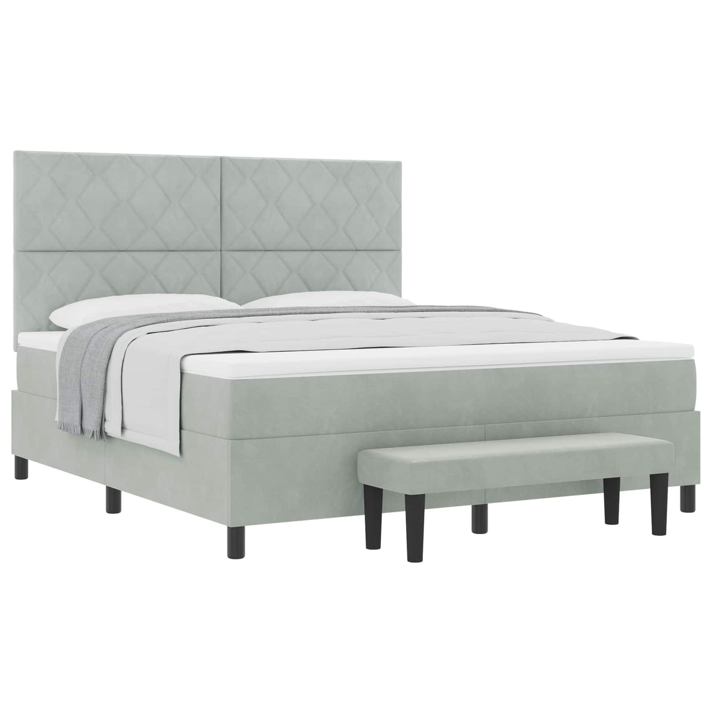 vidaXL Κρεβάτι με ελατήρια Ανοιχτό γκρι 200 x 180 cm Βελούδο