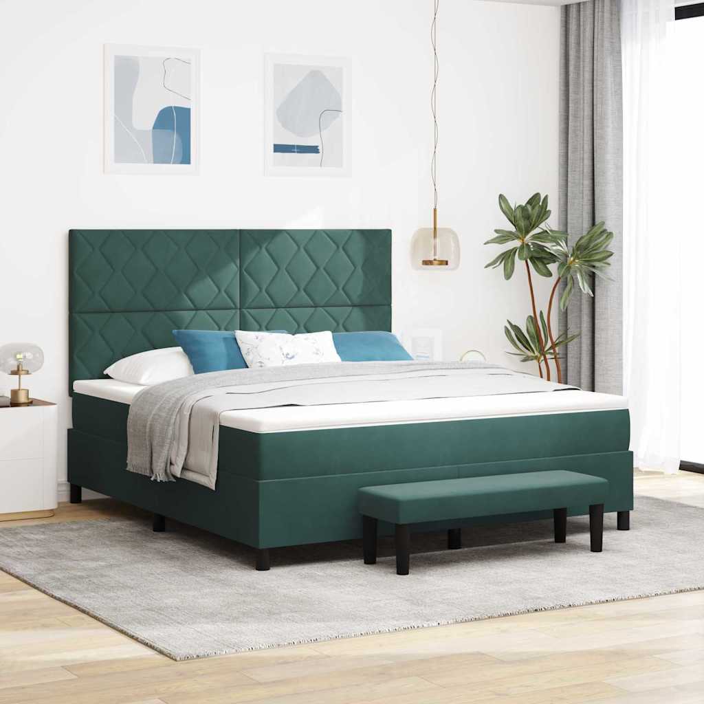 vidaXL Κρεβάτι με ελατήρια Σκούρο πράσινο 200 x 180 cm Βελούδο