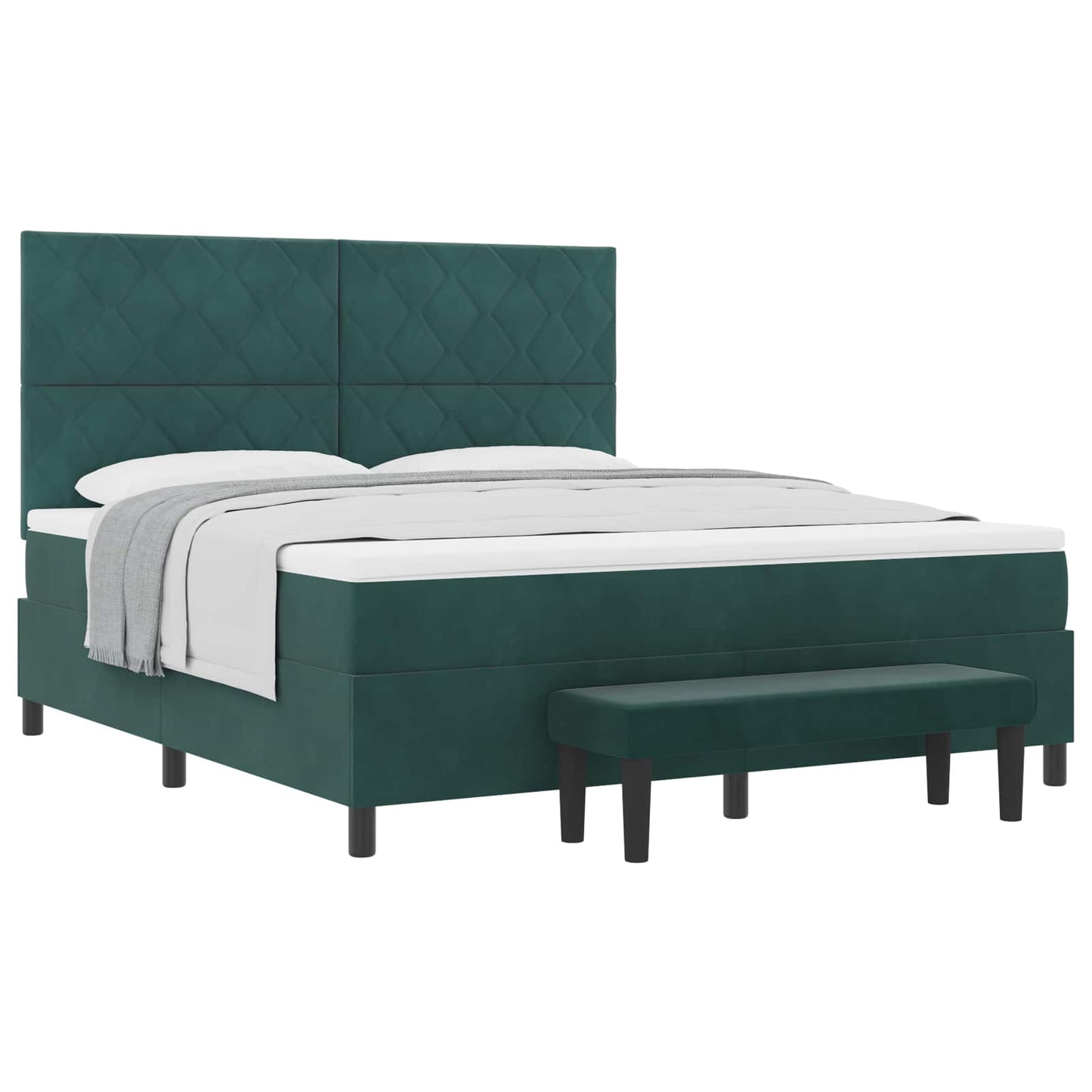 vidaXL Κρεβάτι με ελατήρια Σκούρο πράσινο 200 x 180 cm Βελούδο