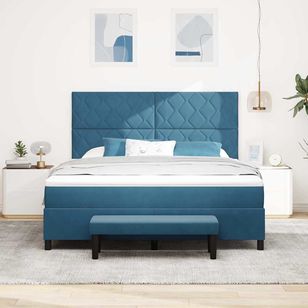 vidaXL Κρεβάτι με ελατήρια Σκούρο Μπλε 200 x 180 cm Βελούδο