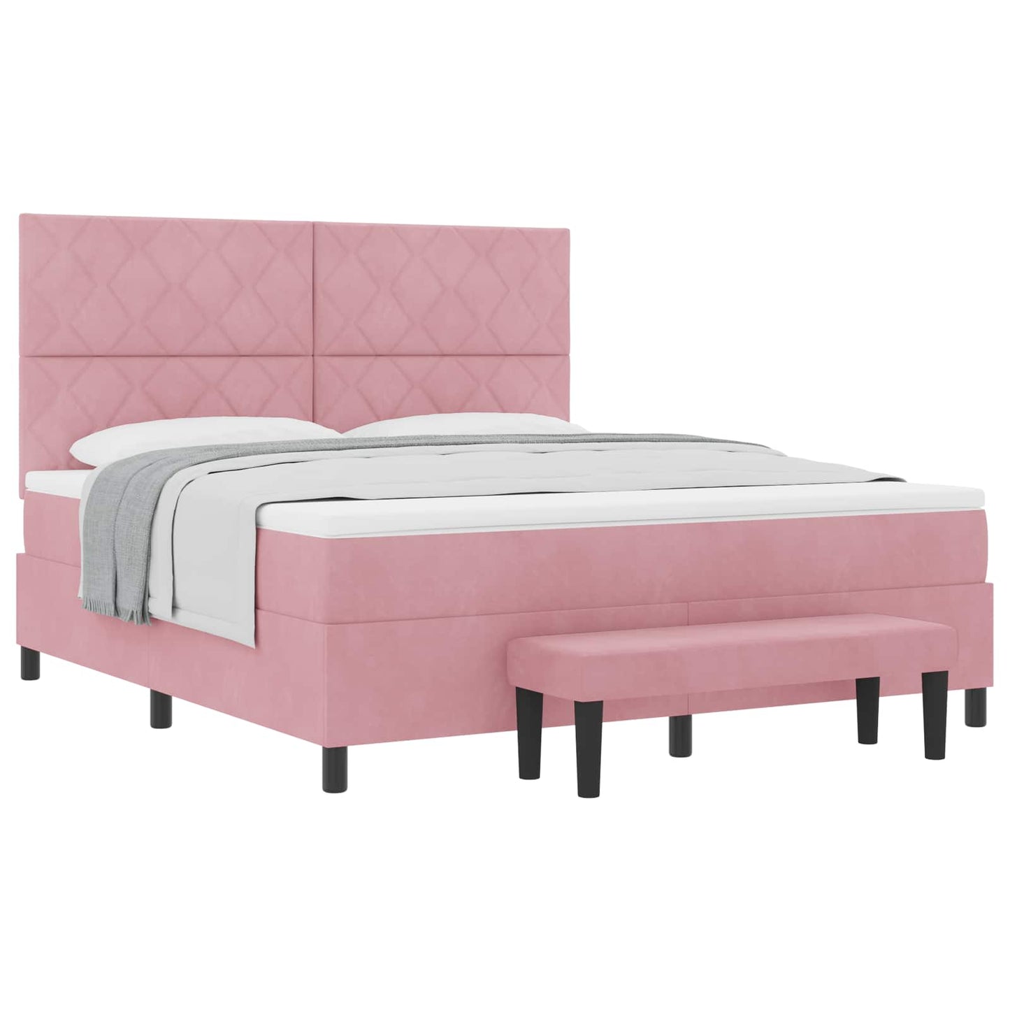 vidaXL Κρεβάτι με ελατήρια με κεφαλάρι Ροζ 200 x 180 cm Βελούδο