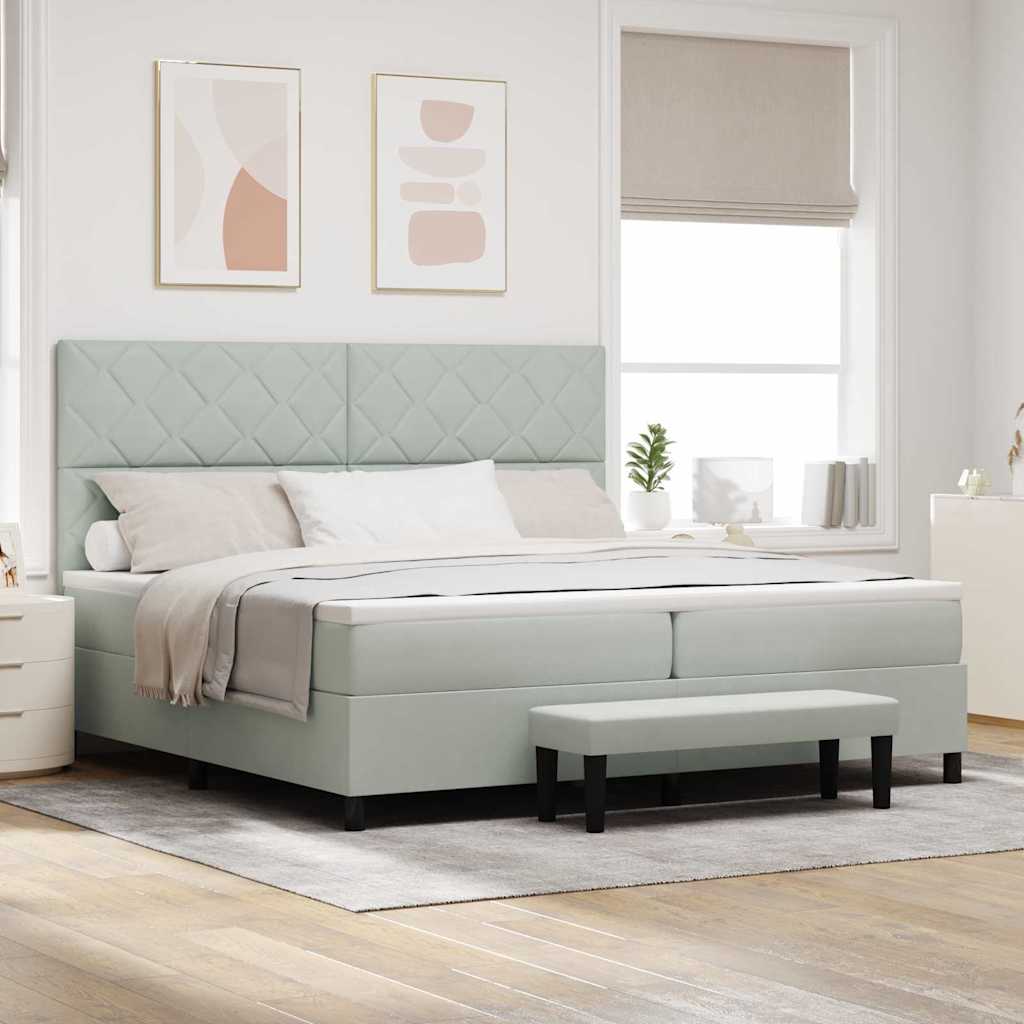 vidaXL Κρεβάτι με ελατήρια Ανοιχτό γκρι 200 x 200 cm Βελούδο