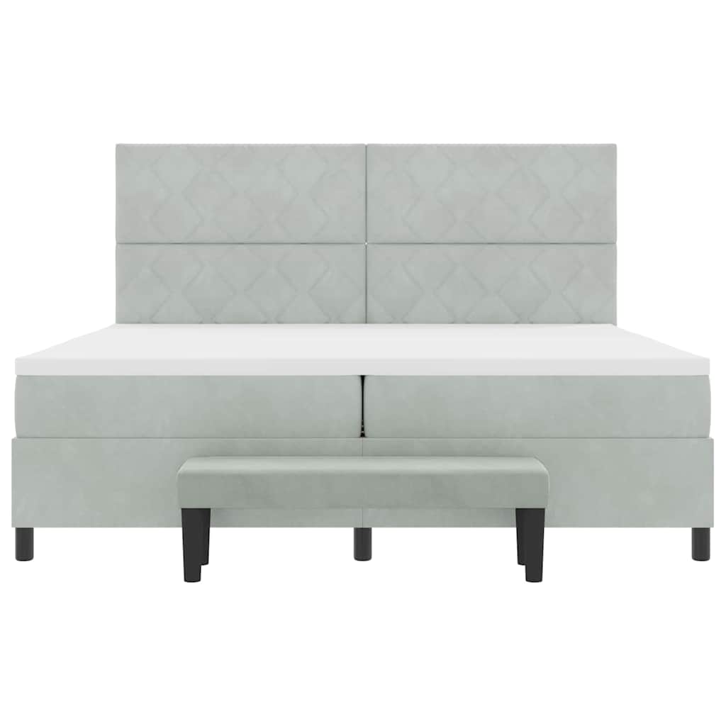 vidaXL Κρεβάτι με ελατήρια Ανοιχτό γκρι 200 x 200 cm Βελούδο
