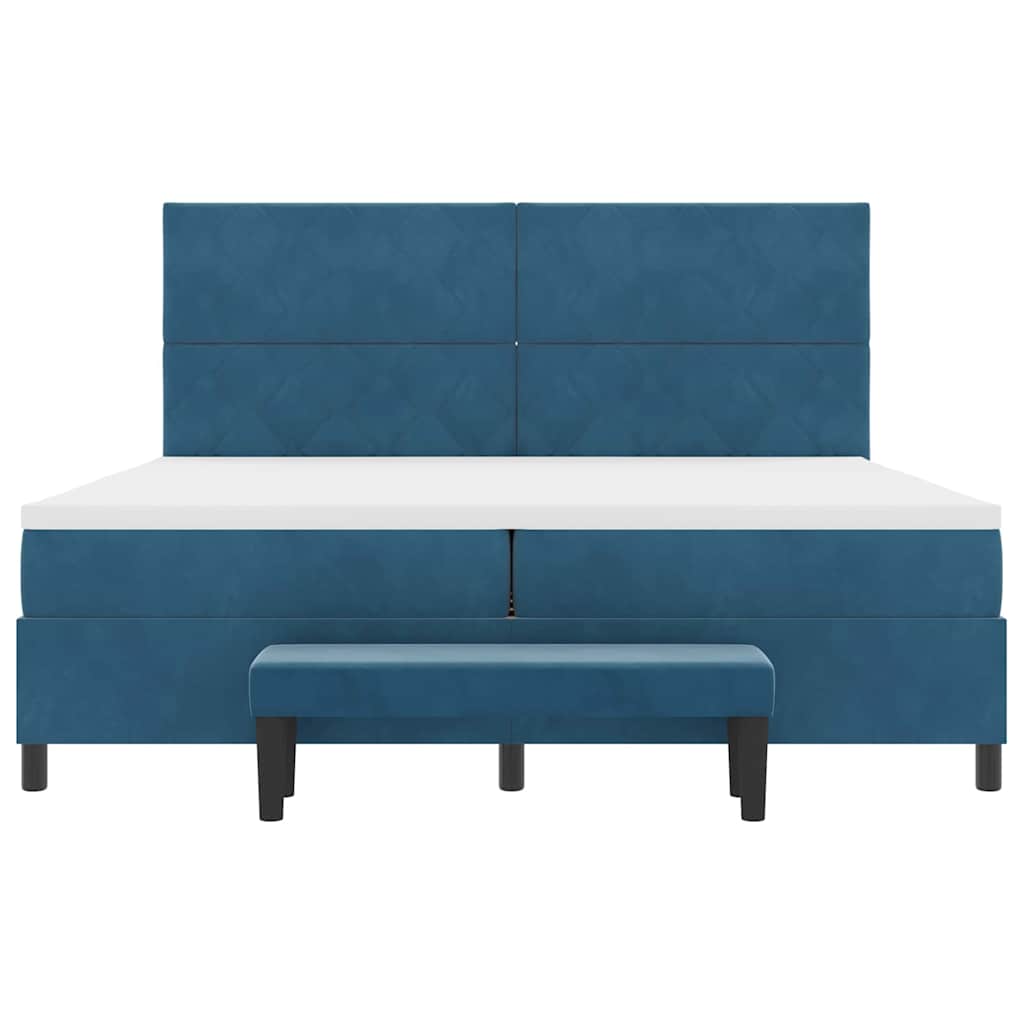vidaXL Κρεβάτι με ελατήρια Σκούρο Μπλε 200 x 200 cm Βελούδο