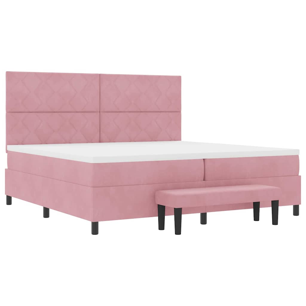 vidaXL Κρεβάτι με ελατήρια με κεφαλάρι Ροζ 200 x 200 cm Βελούδο