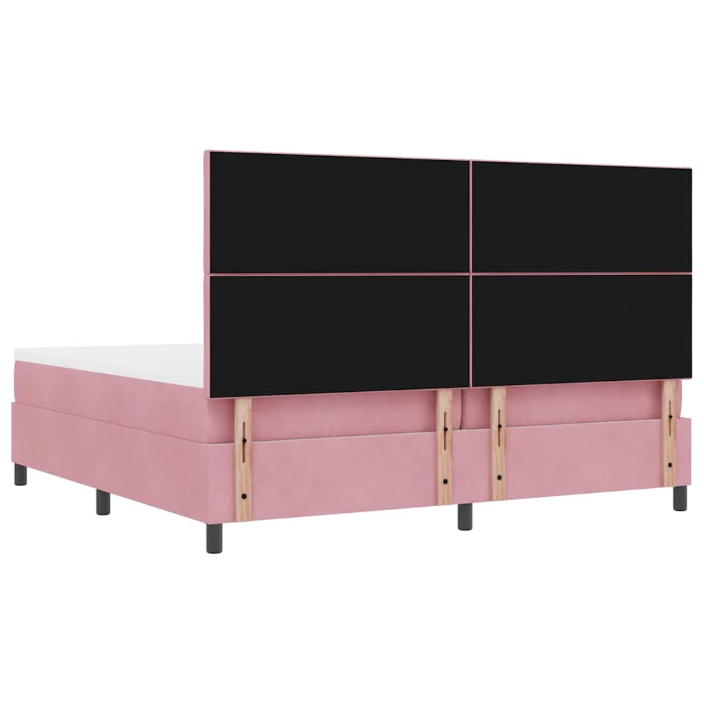 vidaXL Κρεβάτι με ελατήρια με κεφαλάρι Ροζ 200 x 200 cm Βελούδο