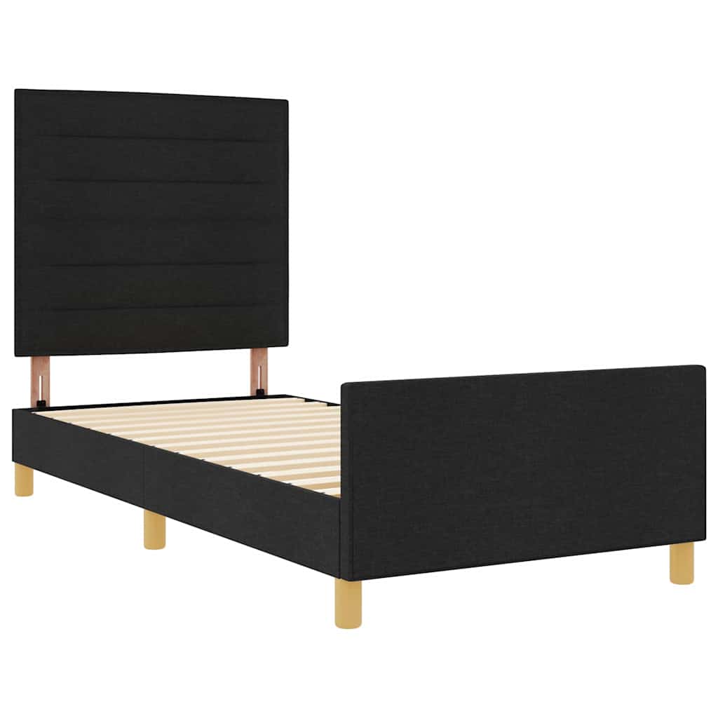 vidaXL Σκελετός Κρεβατιού με κεφαλάρι Μαύρο 90 x 200 cm ύφασμα