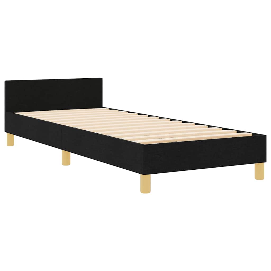 vidaXL Σκελετός Κρεβατιού με κεφαλάρι Μαύρο 90 x 200 cm ύφασμα