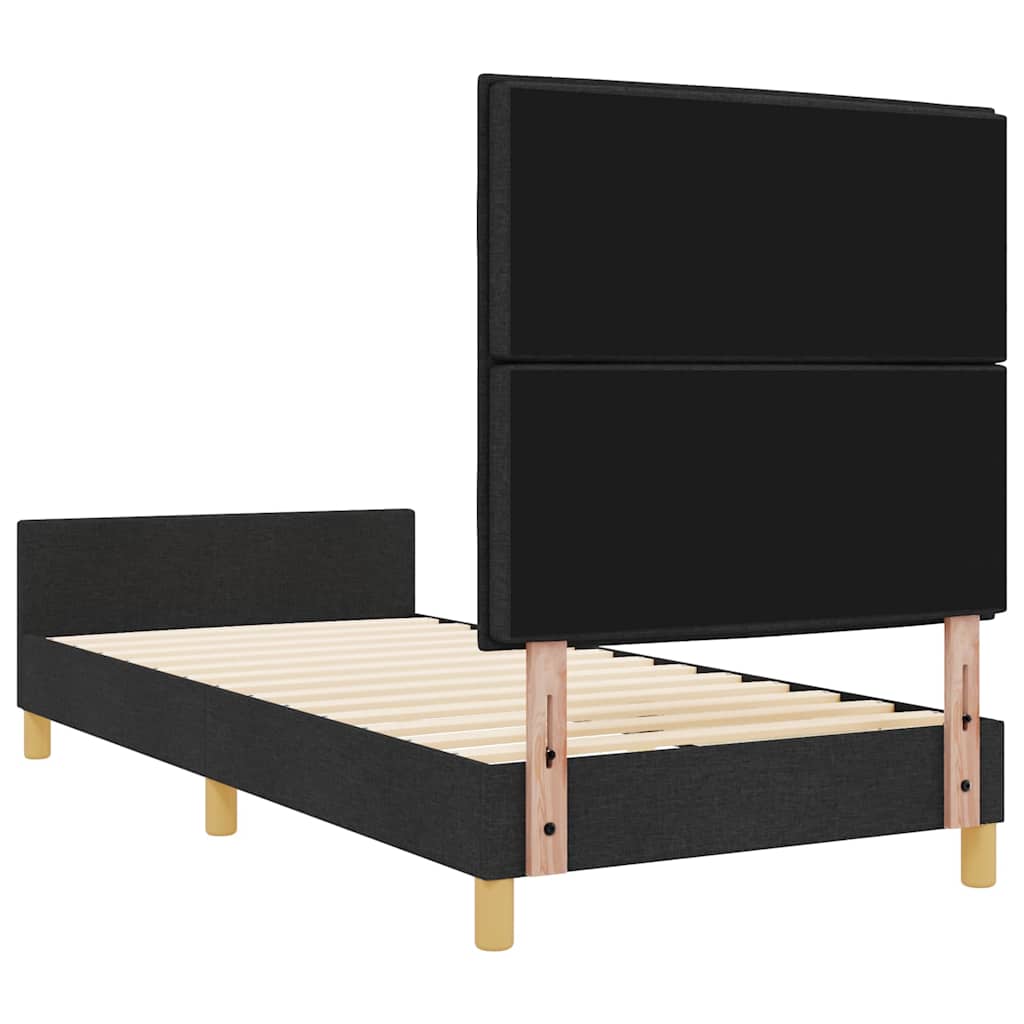 vidaXL Σκελετός Κρεβατιού με κεφαλάρι Μαύρο 90 x 200 cm ύφασμα