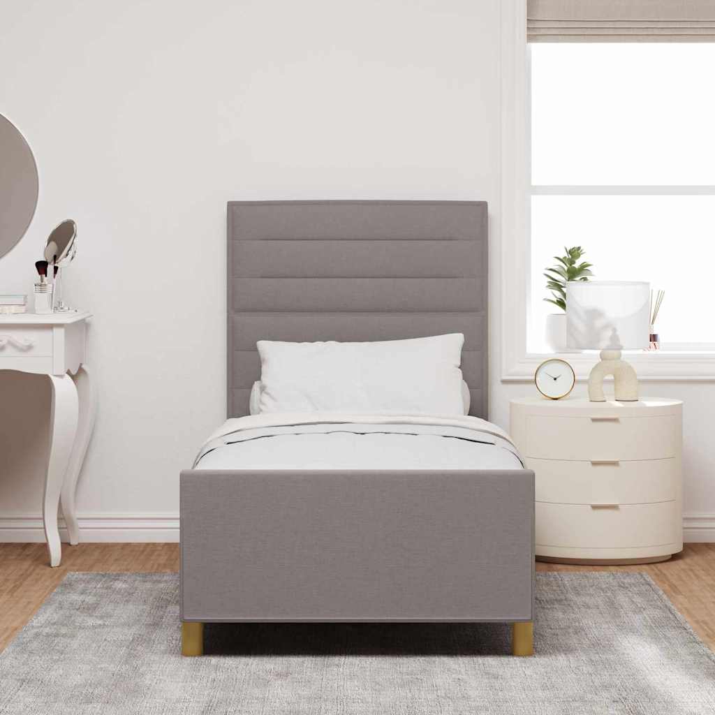 vidaXL Σκελετός Κρεβατιού με κεφαλάρι Taupe 90 x 200 cm ύφασμα