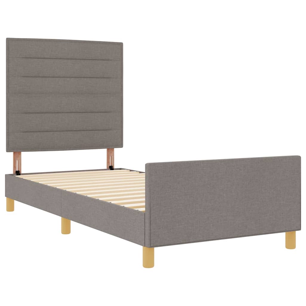 vidaXL Σκελετός Κρεβατιού με κεφαλάρι Taupe 90 x 200 cm ύφασμα