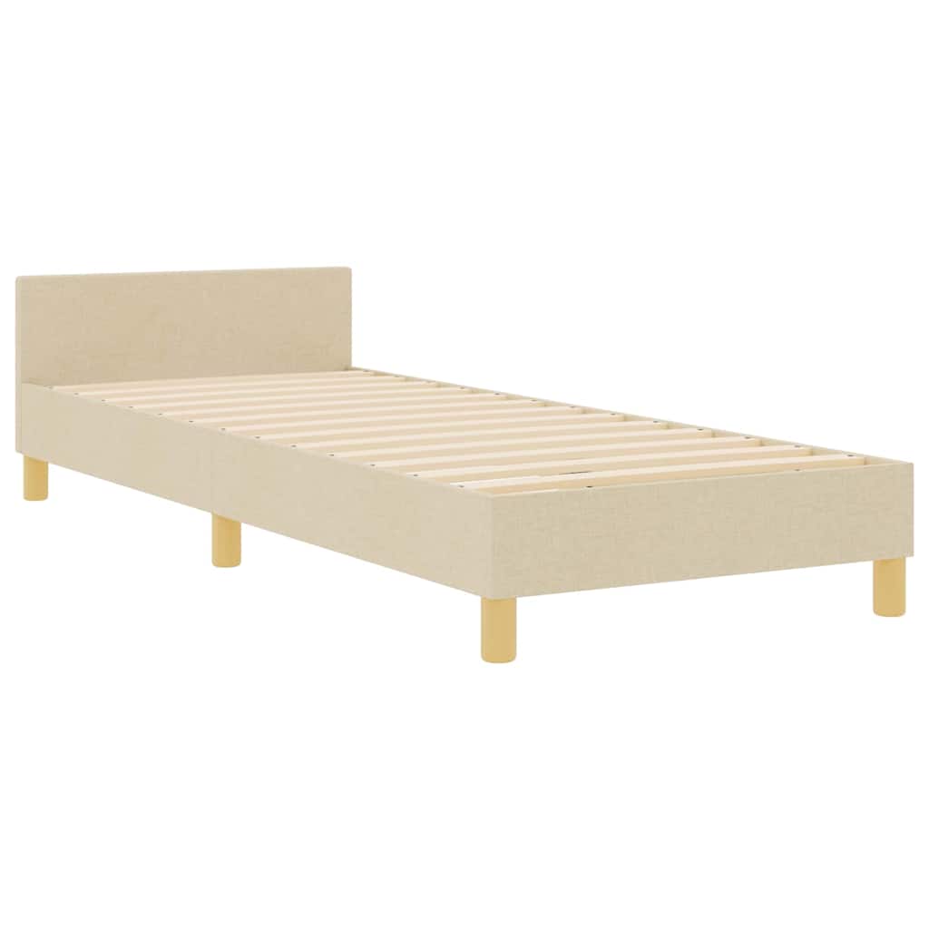 vidaXL Σκελετός Κρεβατιού με κεφαλάρι Κρεμ 90 x 200 cm ύφασμα