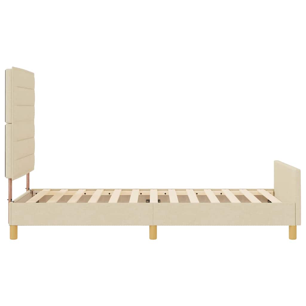 vidaXL Σκελετός Κρεβατιού με κεφαλάρι Κρεμ 90 x 200 cm ύφασμα