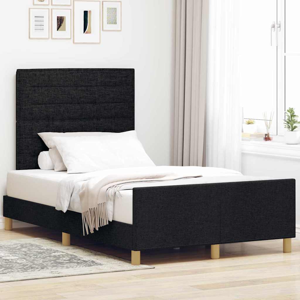vidaXL Σκελετός Κρεβατιού με κεφαλάρι Μαύρο 120 x 190 cm ύφασμα