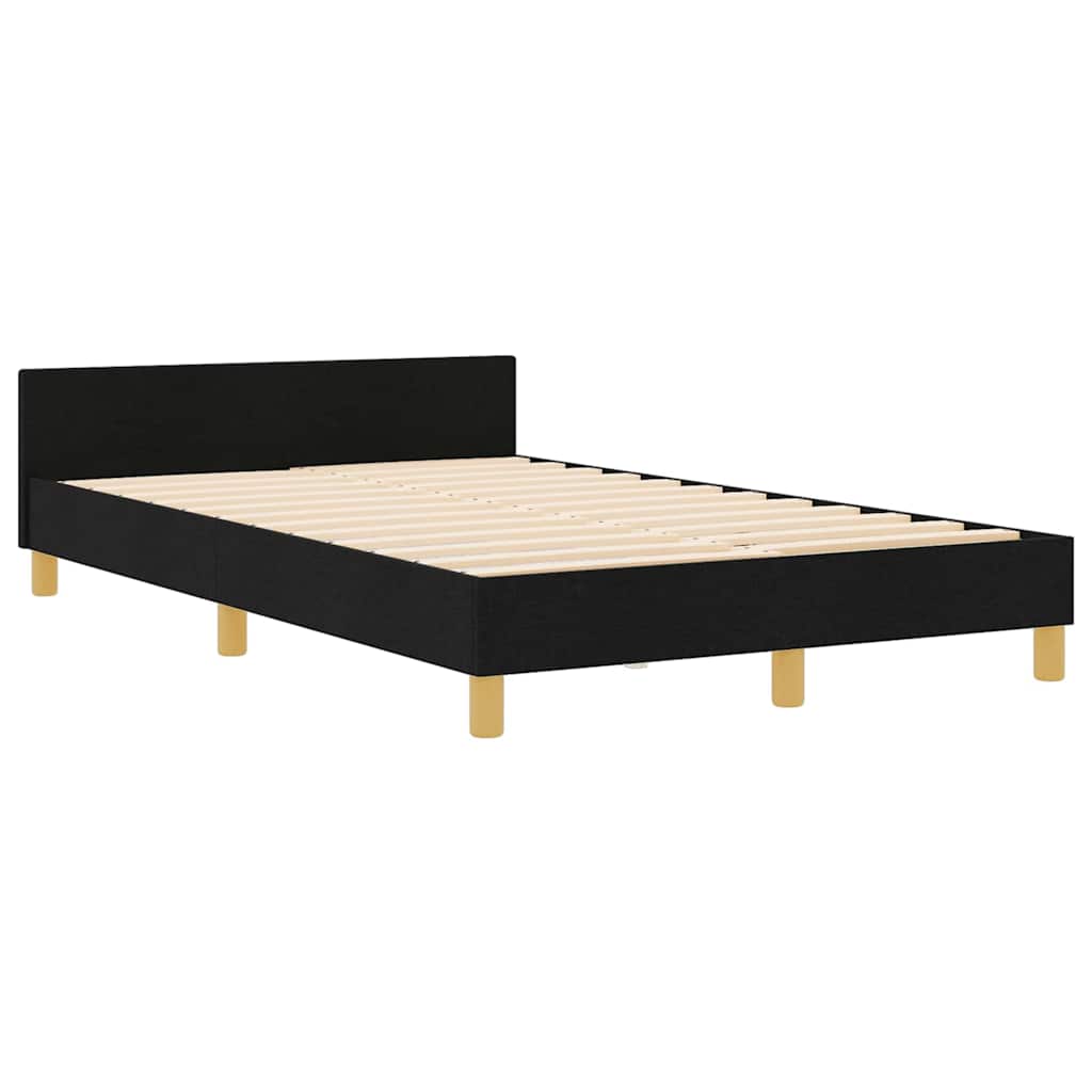 vidaXL Σκελετός Κρεβατιού με κεφαλάρι Μαύρο 120 x 190 cm ύφασμα
